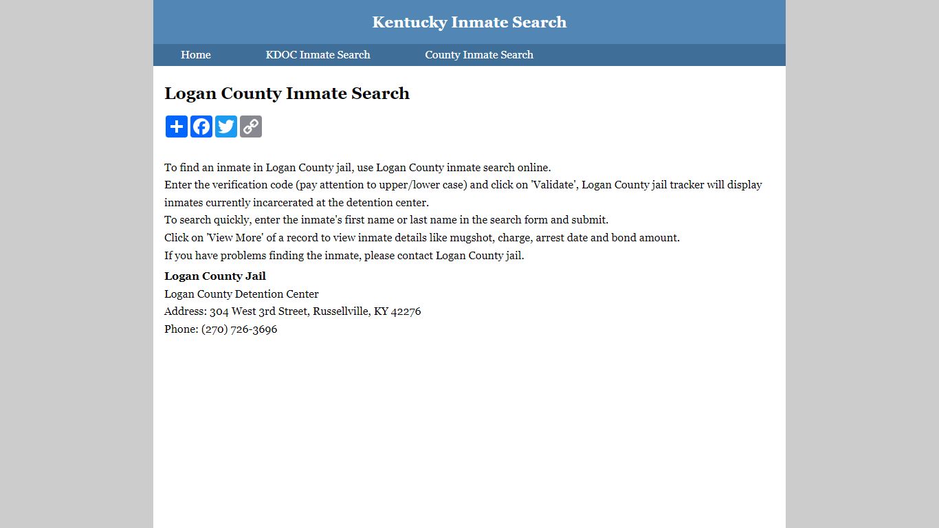 Logan County Inmate Search